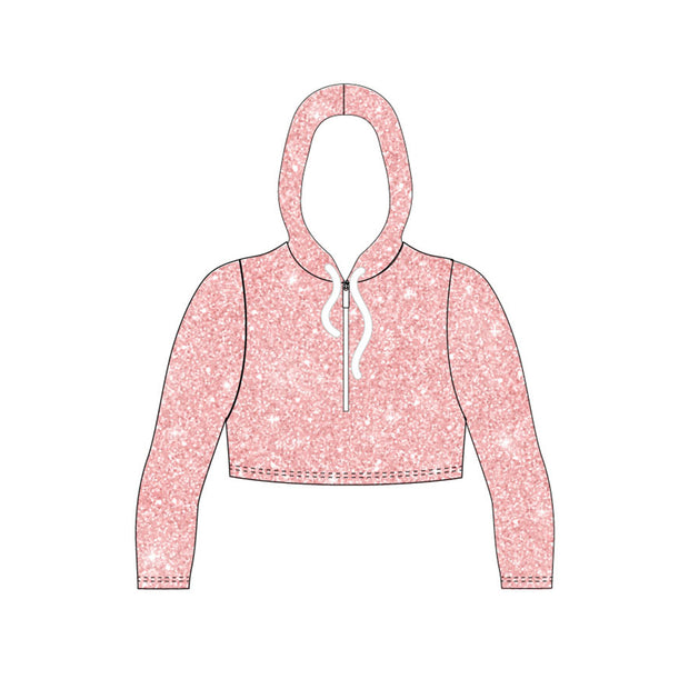 Women's Rosie Glitter Crop Hoodie Tee
